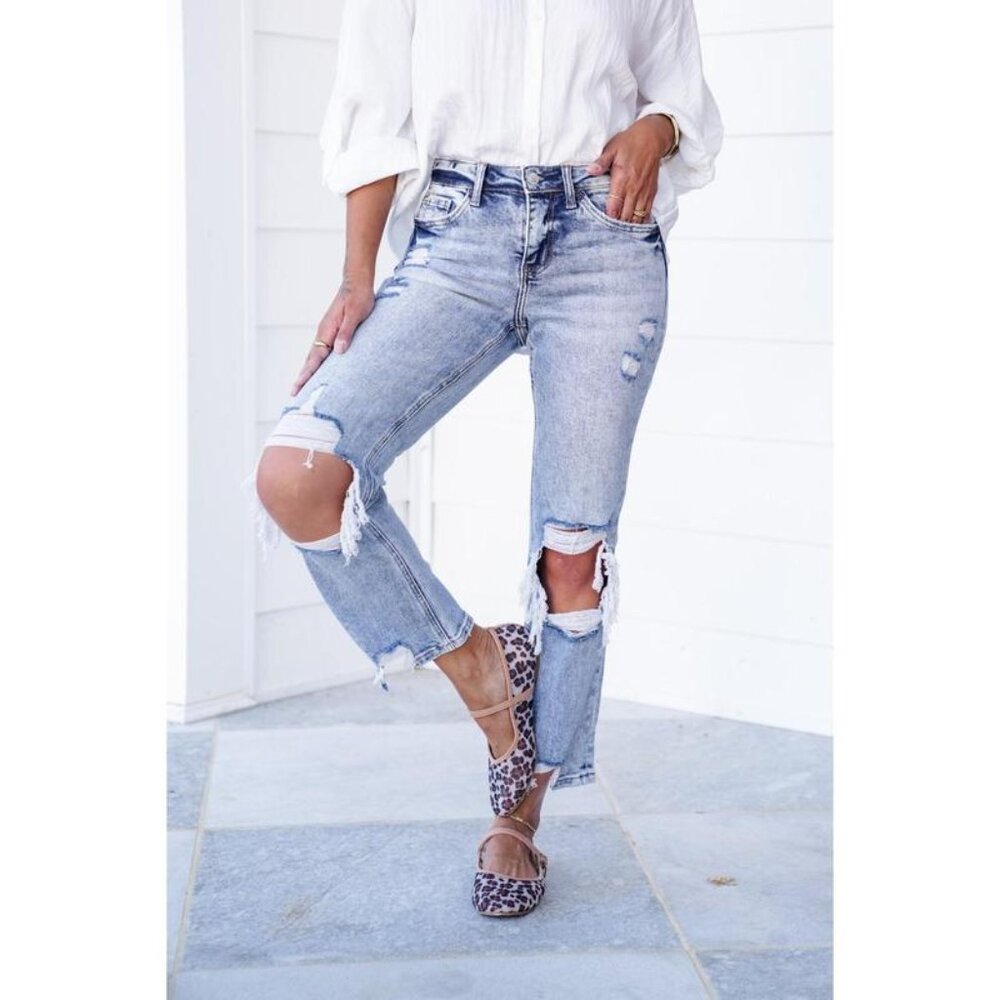 Lovervet Mid Rise Acid Wash Cropped Jeans Size 3 / 26